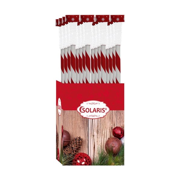 Alpine LED White 23.3 in. Solar Candy Cane Striped Stake Pathway Decor QWE106
